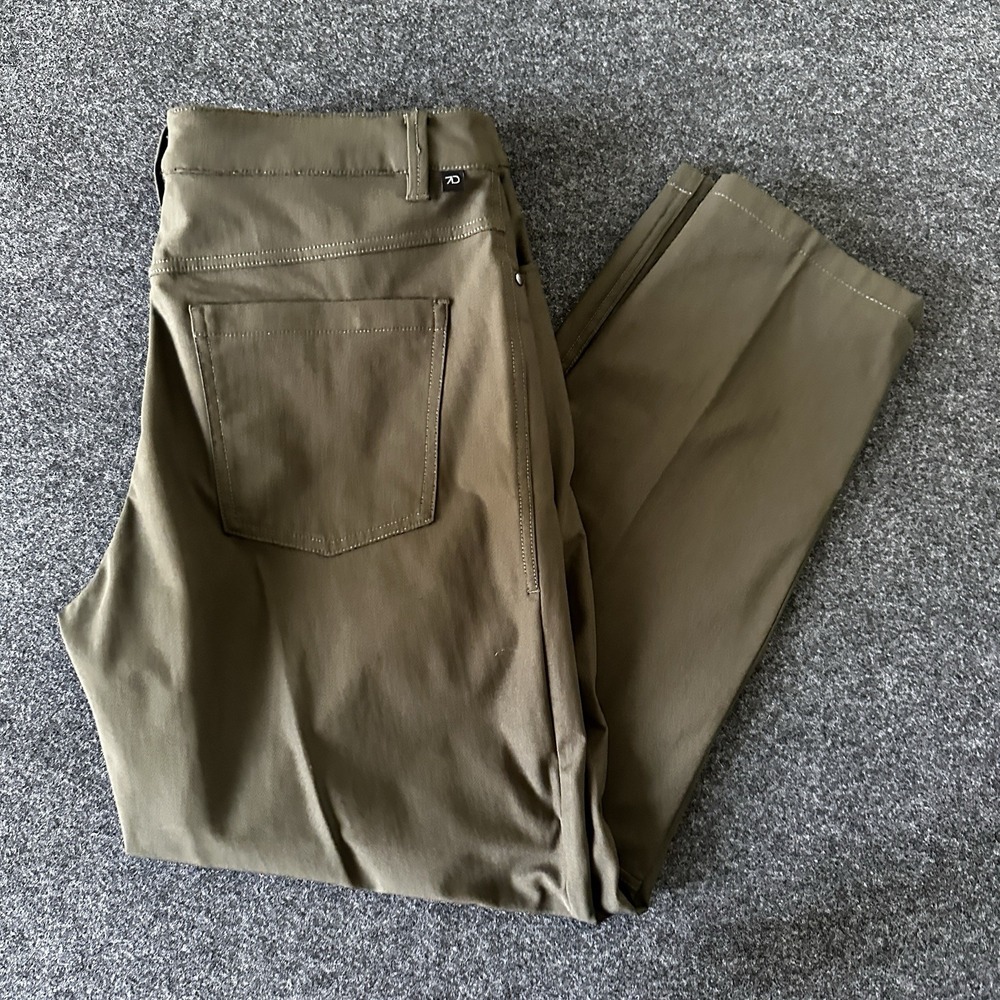 7 Diamonds Pants Men's 34x29 Clifton Slim Straight Stretch Chino Olive Preppy